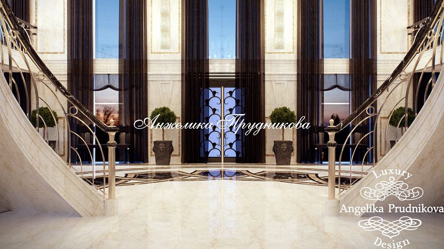 Дизайнпроект интерьера частного дома в Санкт Петербурге в стиле ардеко с элементами востока