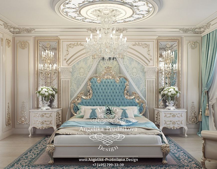 Дизайнпроект интерьера спальни с стиле барокко в ЖК Фили Град