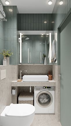 Современная компактная ванная в минималистичном стиле